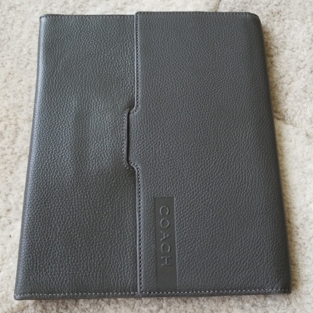 NWOT unisex Grey Pebble Leather COACH iPad Case